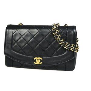 CHANEL CC Diana Matelasse 25 Chain Shoulder Bag Leather BK GHW Vintage